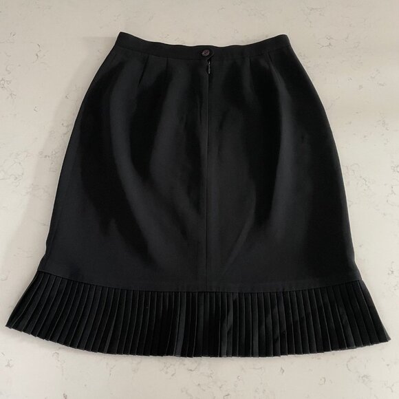 Albert Nipon Petite Vtg Lined Triacetate Pencil Skirt w Pleated Hem Black Sz 6P - Picture 6 of 10